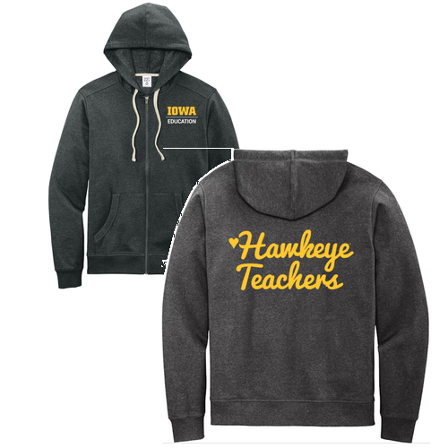 Hawkeye Teachers District Re-Fleece Full-Zip Hoodie -- Charcoal Heather