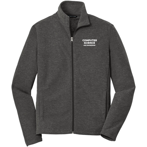 Port Authority Heather Microfleece Full Zip Jacket -- Black Charcoal Heather