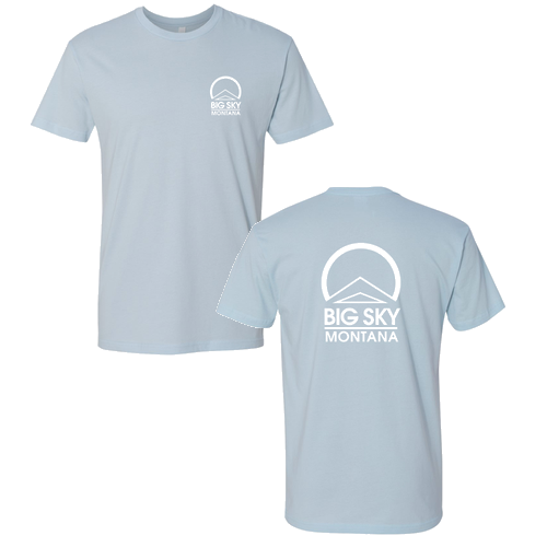 Big Sky Montana Logo 2 White Ink -- Short Sleeve Light Blue