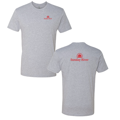 Sunday River Logo 2 Red Ink -- Short Sleeve Heather Grey