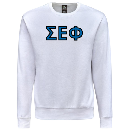 J. America BTB Fleece Crew -- White -- Applique/Embroidery