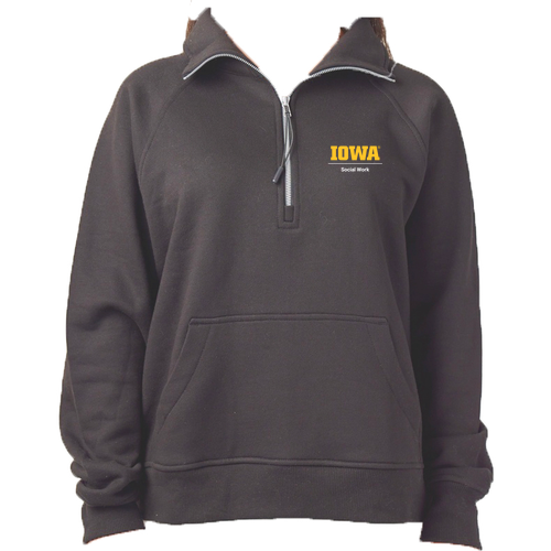 Embroidered Enza Ladies Boxy Half Zip Fleece -- Dark Heather