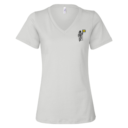 Ladies Bella Canvas Soft Relaxed Jersey Short Sleeve V-Neck Tee -- White