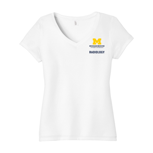 Ladies District Made Soft Fitted Perfect Tri V-Neck Tee -- White