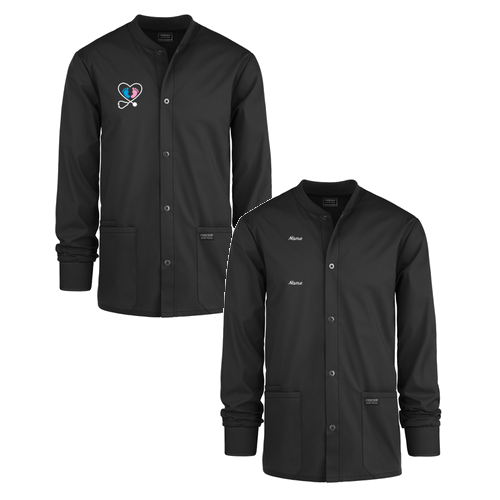 UA Cherokee Workwear Professionals Men's 3-Pocket STRETCH Snap Front Scrub Jacket -- Black