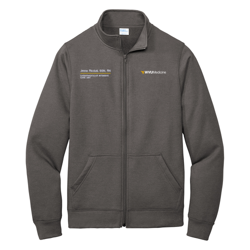 Port and Company Core Fleece Cadet Full-Zip Sweatshirt -- Dark Heather Grey