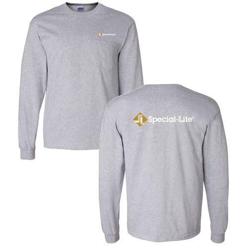 Gildan Long Sleeve Pocket Tee -- Sport Grey