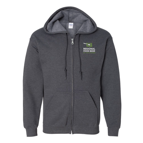 Gildan Full Zip Hooded Sweatshirt Embroidered-- Dark Heather