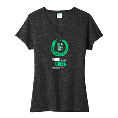 Port & Company ® Ladies Tri-Blend V-Neck Tee -- Black Heather