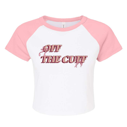 Bella+Canvas Women's Micro Rib Raglan Baby Tee -- White / Pink