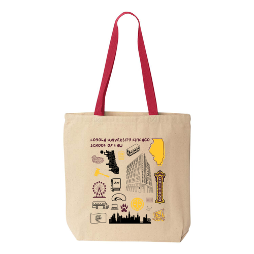 Chicago collage Tote -- Natural / Red
