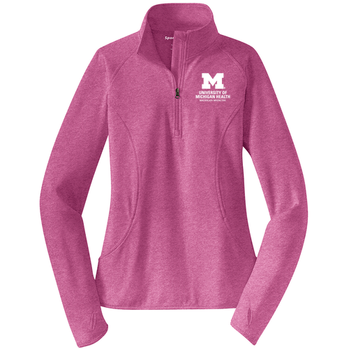 Ladies Sport Wick Stretch Half Zip Pullover -- Pink Rush Heather