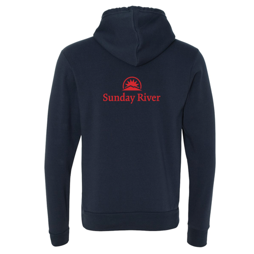 Sunday River Logo 2 Red Ink -- Pullover Hooded Sweatshirt Navy