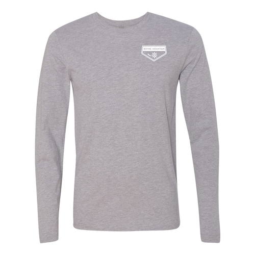 Boyne Mountain Logo 2 White Ink -- Long Sleeve Heather Grey