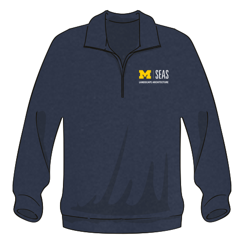 Embroidered Quarter Zip Sweatshirt -- Navy