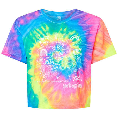 Colortone Ladies' Tie Dye Crop Tee -- Neon Rainbow