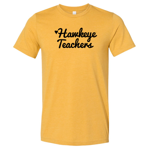 Hawkeye Teachers Bella Canvas Unisex Heather CVC T-Shirt -- Heather Mustard