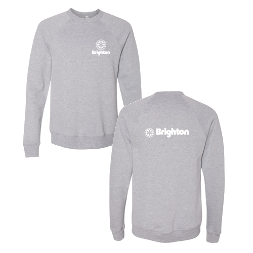 Brighton Logo 2 White Ink -- Crewneck Sweatshirt Athletic Heather