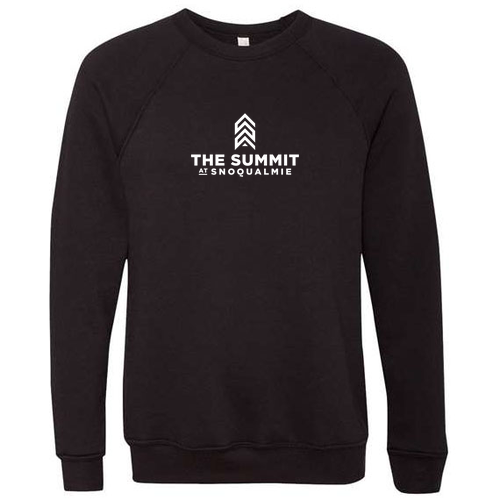 The Summit at Snoqualmie Logo 1 White Ink -- Crewneck Sweatshirt Black