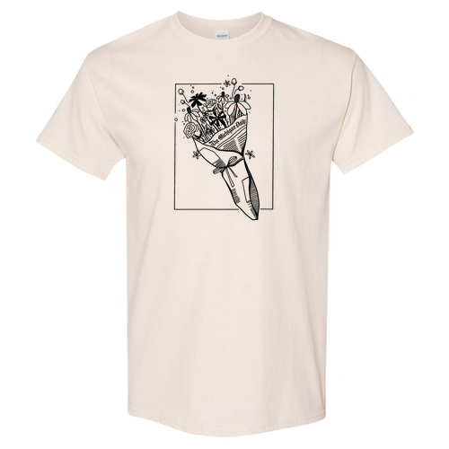 Gildan Heavy Cotton Basic T-Shirt -- Natural, Flowers