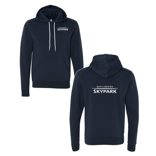 Gatlinburg Skypark Logo 2 White Ink -- Pullover Hooded Sweatshirt Navy