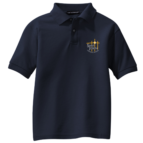 Port Authority Youth Silk Touch Pique Sport Shirt -- Navy