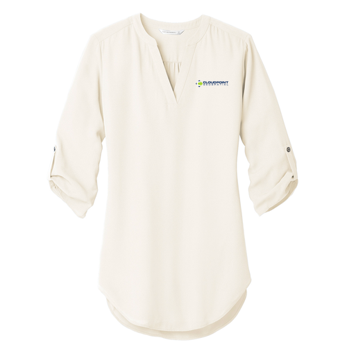 Women's Port Authority 3/4-Sleeve Tunic Blouse -- Ivory Chiffon