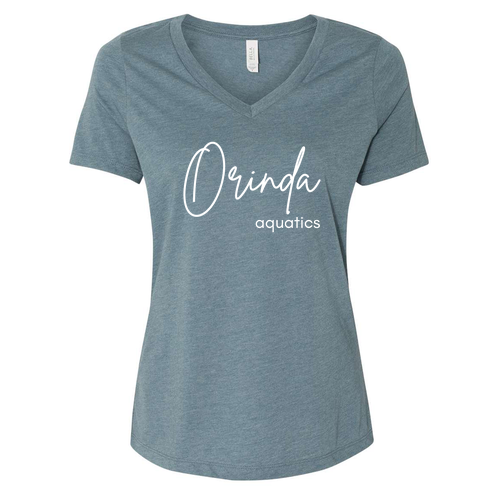 Bella+Canvas Women's Relaxed Heather Cvc V-Neck Tee -- Heather Slate