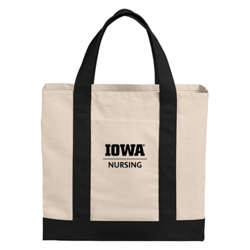Port Authority Cotton Canvas Two-Tone Tote -- Natural / Deep Black