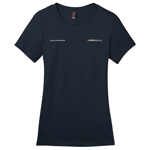 Screen Printed District Made Ladies Perfect Weight Crew Tee -- New Navy