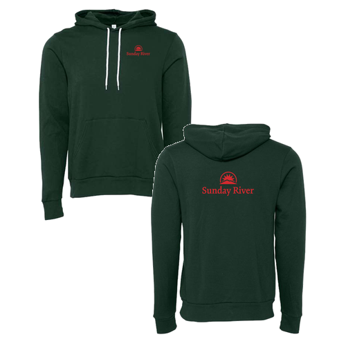 Sunday River Logo 2 Red Ink -- Pullover Hooded Sweatshirt Forest