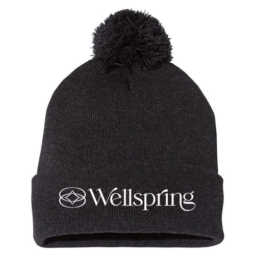 Sportsman Pom Pom Embroidered Knit Hat -- Heather Charcoal