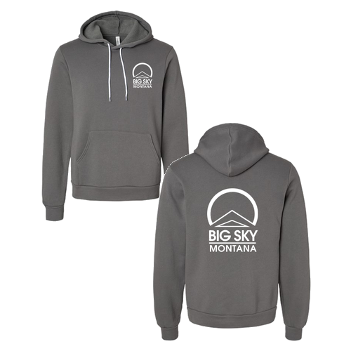 Big Sky Montana Logo 2 White Ink -- Pullover Hooded Sweatshirt Asphalt