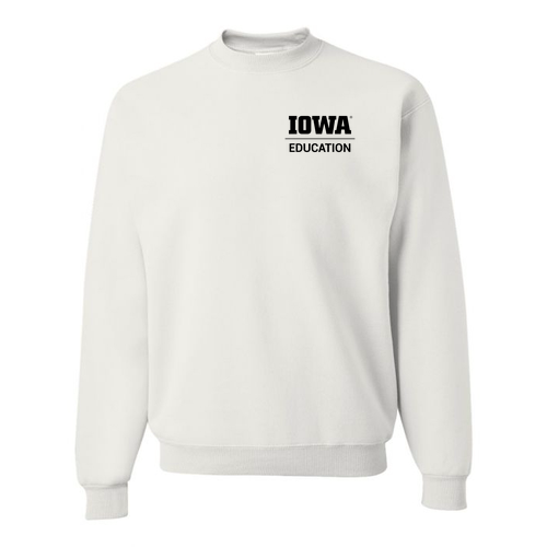Hawkeye Teacher Jerzees 8 Oz., 50/50 Nublend Fleece Crew -- White