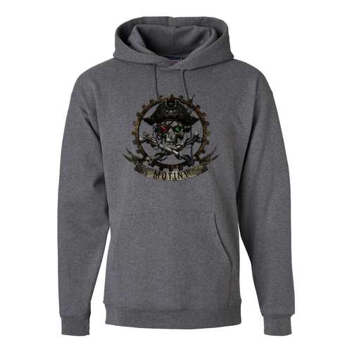 Mutiny Hanes 10 oz Ultimate Cotton Printpro Adult  Hooded Sweatshirt -- Charcoal Heather