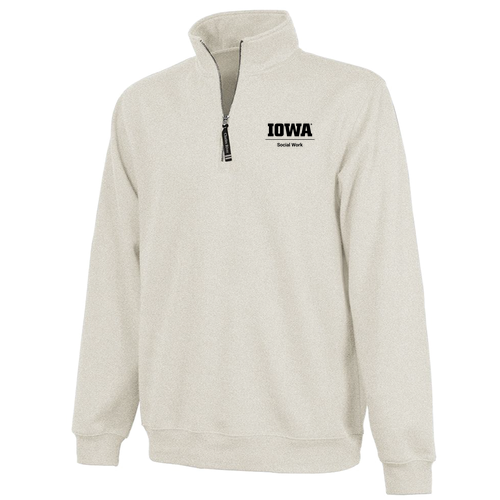 Embroidered Charles River Crosswind Quarter Zip Sweatshirt -- Oatmeal Heather
