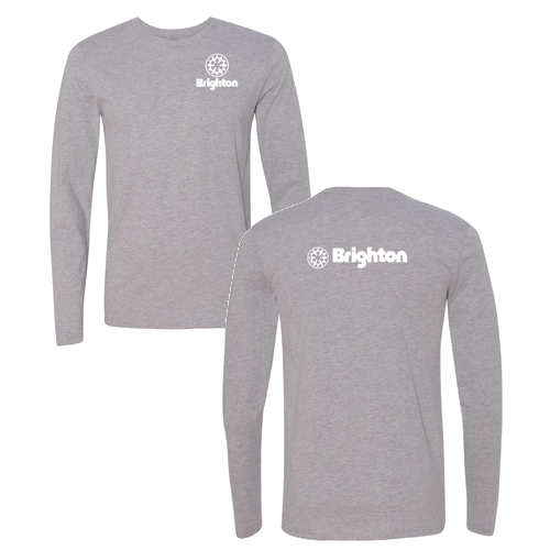Brighton Logo 2 White Ink -- Long Sleeve Heather Grey