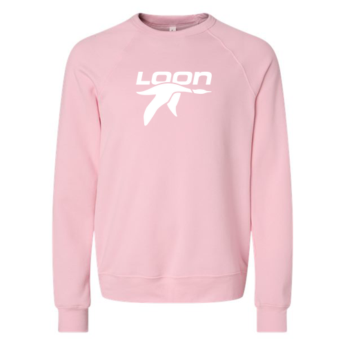 Loon Logo 1 White Ink -- Crewneck Sweatshirt Pink