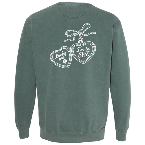 Comfort Colors Unisex Garment-Dyed Crewneck Sweatshirt -- Blue Spruce Locket Design