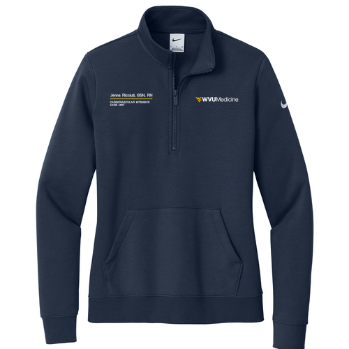 Nike Ladies Club Fleece Sleeve Swoosh 1/2 Zip -- Midnight Navy