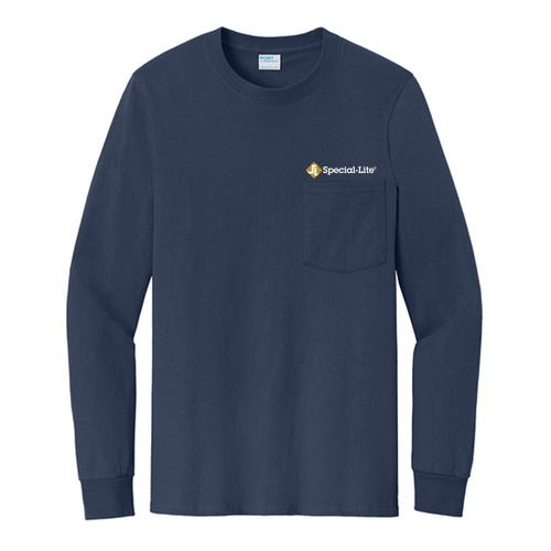 Port & Company Tall Long Sleeve Essential Pocket Tee -- Navy