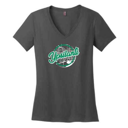 Ladies District Made Soft Perfect Weight V-Neck Tee -- Charcoal