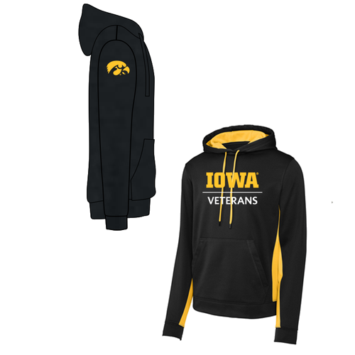 Sport-Tek Sport-Wick Fleece Colorblock Hooded Pullover -- Black / Gold