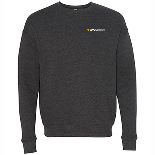Embroidered Bella Canvas Unisex Drop Shoulder Fleece Crewneck -- Dark Grey Heather