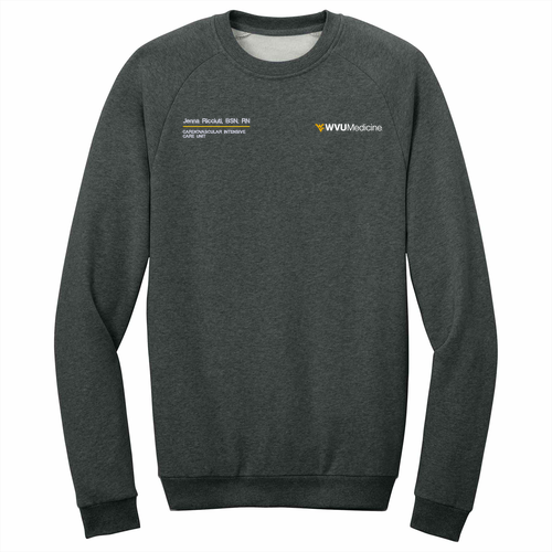 Embroidered District® Cloud Fleece Crew -- Heathered Charcoal