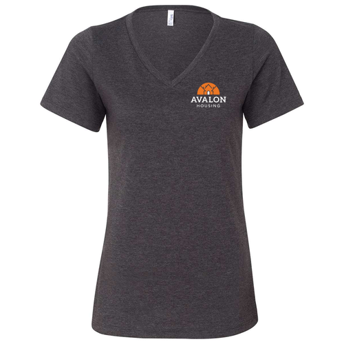 Ladies Bella Canvas Relaxed Heather V-Neck Tee -- Dark Grey Heather