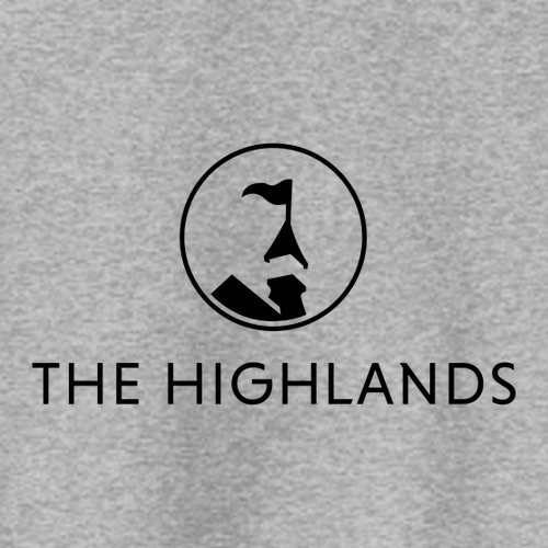 The Highlands Logo 1 Black Ink -- Pullover Hooded Sweatshirt Athletic Heather