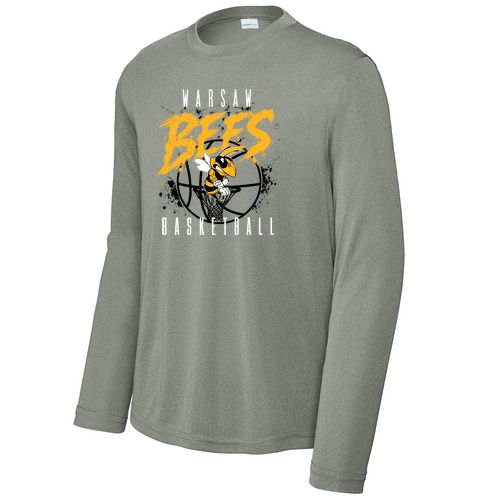 Warsaw Bees Sport Tek Youth Long Sleeve PosiCharge Competitor Tee -- Grey Concrete Heather