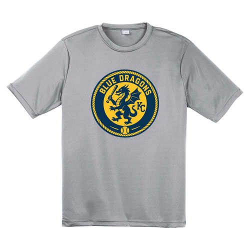Adult Blue Dragons Baseball Seal Performance Tee -- Silver