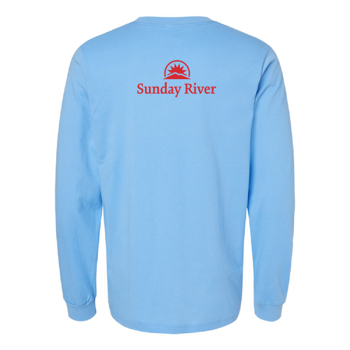 Sunday River Logo 2 Red Ink -- Long Sleeve Carolina Blue
